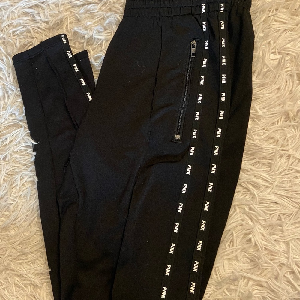 Pink track pants